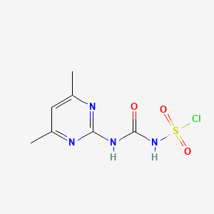 molecular formula C7H9ClN4O3S B8454472 Sulfamoyl chloride, [[(4,6-dimethyl-2-pyrimidinyl)amino]carbonyl]- CAS No. 88078-58-4