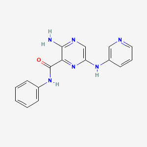 molecular formula C16H14N6O B8454529 3-Amino-N-phenyl-6-(3-pyridylamino)pyrazine-2-carboxamide 