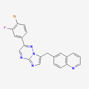 molecular formula C21H13BrFN5 B8454571 6-((2-(4-Bromo-3-fluorophenyl)imidazo[1,2-b][1,2,4]triazin-7-yl)methyl)quinoline 