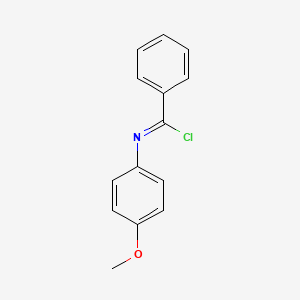 molecular formula C14H12ClNO B8454605 Benzenecarboximidoyl chloride, N-(4-methoxyphenyl)- CAS No. 34918-74-6