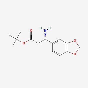 molecular formula C14H19NO4 B8454609 tert-butyl (3S)-3-amino-3-(1,3-benzodioxol-5-yl)propanoate 