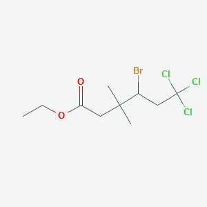 molecular formula C10H16BrCl3O2 B8454662 Ethyl 4-bromo-6,6,6-trichloro-3,3-dimethylhexanoate CAS No. 60066-54-8