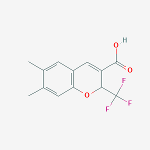 molecular formula C13H11F3O3 B8454689 6,7-dimethyl-2-(trifluoromethyl)-2H-chromene-3-carboxylic acid 