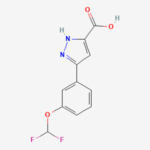 molecular formula C11H8F2N2O3 B8454716 5-(3-Difluoromethoxy-phenyl)-2H-pyrazole-3-carboxylic acid 