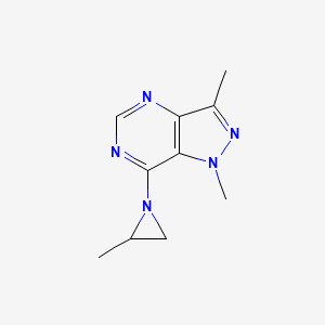 molecular formula C10H13N5 B8454893 1,3-Dimethyl-7-(2-methylaziridin-1-yl)-1H-pyrazolo[4,3-d]pyrimidine CAS No. 89239-19-0