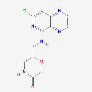 molecular formula C12H12ClN5O2 B8454928 6-((7-Chloropyrido[4,3-b]pyrazin-5-ylamino)methyl)morpholin-3-one 
