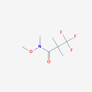 molecular formula C7H12F3NO2 B8454993 Propanamide,3,3,3-trifluoro-N-methoxy-N,2,2-trimethyl- 