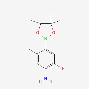 molecular formula C13H19BFNO2 B8455088 2-Fluoro-5-methyl-4-(4,4,5,5-tetramethyl-1,3,2-dioxaborolan-2-yl)aniline 