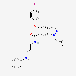 molecular formula C28H31FN4O2 B8455115 1h-Indazole-6-carboxamide,5-(4-fluorophenoxy)-n-[3-(methylphenylamino)propyl]-1-(2-methylpropyl)- 
