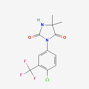 molecular formula C12H10ClF3N2O2 B8455296 2,4-Imidazolidinedione, 3-(4-chloro-3-(trifluoromethyl)phenyl)-5,5-dimethyl- CAS No. 70842-05-6
