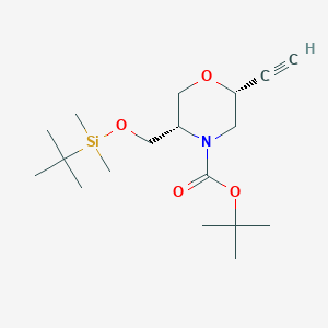 molecular formula C18H33NO4Si B8455397 Tert-butyl (2R,5S)-5-(((tert-butyldimethylsilyl)oxy)methyl)-2-ethynylmorpholine-4-carboxylate 