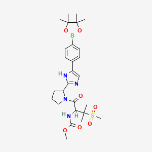 molecular formula C27H39BN4O7S B8455408 [2-Methanesulfonyl-2-methyl-1-(2-{5-[4-(4,4,5,5-tetramethyl-[1,3,2]dioxaborolan-2-yl)-phenyl]-1H-imidazol-2-yl}-pyrrolidine-1-carbonyl)-propyl]-carbamic acid methyl ester 