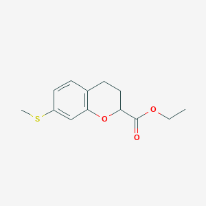 molecular formula C13H16O3S B8455469 Ethyl 7-(methylthio)chromane-2-carboxylate 