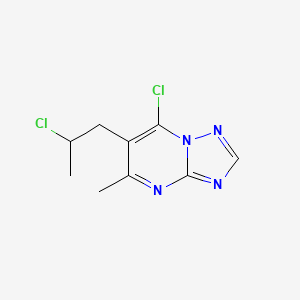 molecular formula C9H10Cl2N4 B8455851 7-Chloro-6-(2-chloropropyl)-5-methyl[1,2,4]triazolo[1,5-a]pyrimidine CAS No. 62053-07-0