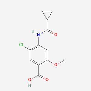 molecular formula C12H12ClNO4 B8455940 4-Cyclopropylcarbonylamino-5-chloro-2-methoxybenzoic acid 