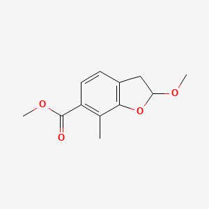 molecular formula C12H14O4 B8455997 Methyl 7-methyl-2-(methyloxy)-2,3-dihydro-1-benzofuran-6-carboxylate 