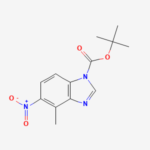 molecular formula C13H15N3O4 B8456110 1h-Benzimidazole-1-carboxylic acid,4-methyl-5-nitro-,1,1-dimethylethyl ester 