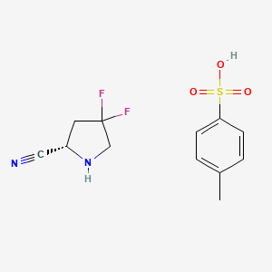 molecular formula C12H14F2N2O3S B8456165 (2S)-4,4-difluoro2-pyrrolidinecarbonitrile 4-methylbenzenesulfonate 