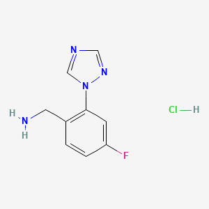 molecular formula C9H10ClFN4 B8456239 (4-Fluoro-2-(1H-1,2,4-triazol-1-yl)phenyl)methanamine hydrochloride CAS No. 870562-48-4