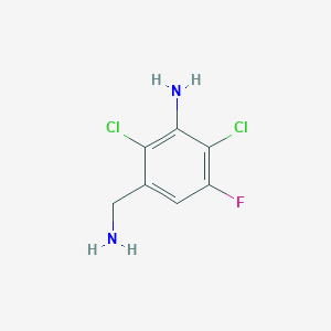molecular formula C7H7Cl2FN2 B8456434 3-Amino-2,4-dichloro-5-fluoro-benzylamine 