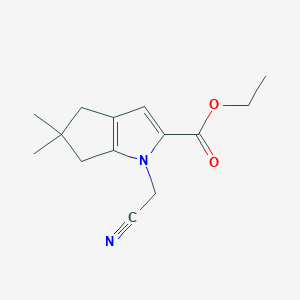 molecular formula C14H18N2O2 B8456441 Ethyl 1-(Cyanomethyl)-5,5-dimethyl-1,4,5,6-tetrahydrocyclopenta[b]pyrrole-2-carboxylate 