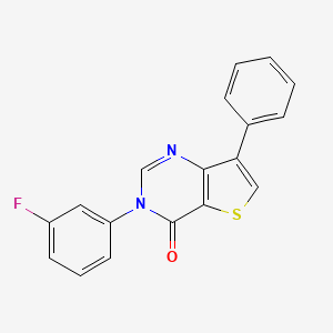 molecular formula C18H11FN2OS B8456503 3-(3-Fluorophenyl)-7-phenylthieno[3,2-d]pyrimidin-4(3H)-one 