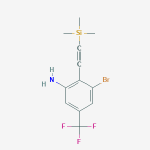 molecular formula C12H13BrF3NSi B8456533 3-Bromo-5-(trifluoromethyl)-2-[(trimethylsilyl)ethynyl]aniline 