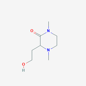 molecular formula C8H16N2O2 B8456563 3-(2-Hydroxyethyl)-1,4-dimethyl-2-piperazinone 