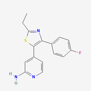 molecular formula C16H14FN3S B8456624 4-[2-Ethyl-4-(4-fluorophenyl)-1,3-thiazol-5-YL]-2-pyridylamine CAS No. 365428-84-8