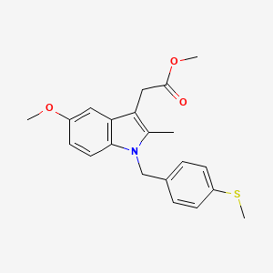 molecular formula C21H23NO3S B8456670 1h-Indole-3-acetic acid,5-methoxy-2-methyl-1-[[4-(methylthio)phenyl]methyl]-,methyl ester 