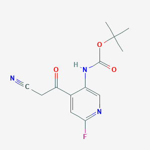 molecular formula C13H14FN3O3 B8456685 [6-Fluoro-4-(3-nitrilo-propionyl)-pyridin-3-yl]-carbamic Acid, Tert-Butyl Ester CAS No. 305371-16-8