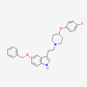 molecular formula C28H29FN2O2 B8456726 1h-Indole,3-[2-[4-(4-fluorophenoxy)-1-piperidinyl]ethyl]-5-(phenylmethoxy)- 