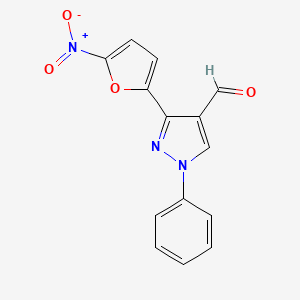 molecular formula C14H9N3O4 B8456881 3-(5-Nitrofuran-2-yl)-1-phenyl-1H-pyrazole-4-carbaldehyde CAS No. 61619-68-9