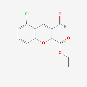 molecular formula C13H11ClO4 B8457145 5-chloro-3-formyl-2H-chromene-2-carboxylic acid ethyl ester 