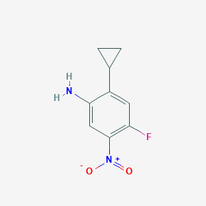 molecular formula C9H9FN2O2 B8457212 2-Cyclopropyl-4-fluoro-5-nitrobenzenamine 