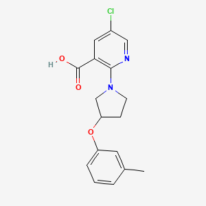 molecular formula C17H17ClN2O3 B8457510 5-Chloro-2-(3-(m-tolyloxy)pyrrolidin-1-yl)nicotinic acid 