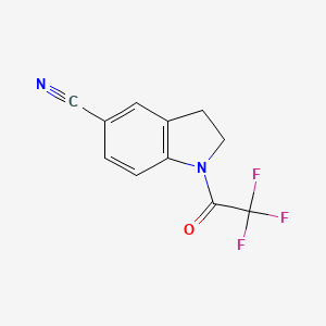 molecular formula C11H7F3N2O B8457779 1-(2,2,2-Trifluoroacetyl)-2,3-dihydro-1H-indole-5-carbonitrile 