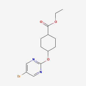 molecular formula C13H17BrN2O3 B8457961 Ethyl 4-[(5-bromopyrimidin-2-yl)oxy]cyclohexanecarboxylate 