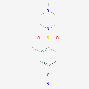 molecular formula C12H15N3O2S B8458054 3-Methyl-4-(1-piperazinylsulfonyl)benzonitrile 