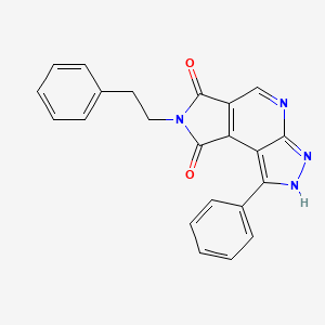 molecular formula C22H16N4O2 B8458096 7-phenethyl-1-phenylpyrazolo[3,4-b]pyrrolo[3,4-d]pyridine-6,8(3H,7H)-dione 