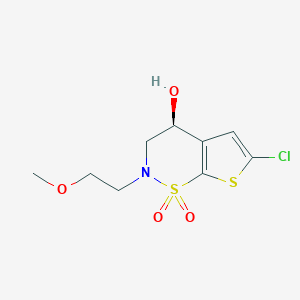 molecular formula C9H12ClNO4S2 B8458116 (4S)-6-Chloro-4-hydroxy-2-(2-methoxyethyl)-3,4-dihydro-1lambda~6~-thieno[3,2-e][1,2]thiazine-1,1(2H)-dione CAS No. 160982-12-7