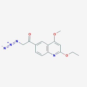 molecular formula C14H14N4O3 B8458203 6-Azidoacetyl-2-ethoxy-4-methoxyquinoline 