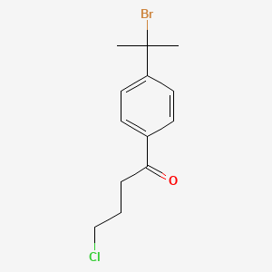 molecular formula C13H16BrClO B8458410 1-Butanone, 1-[4-(1-bromo-1-methylethyl)phenyl]-4-chloro- CAS No. 169280-04-0