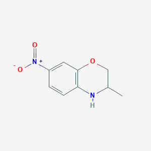 molecular formula C9H10N2O3 B8458563 (+/-)-3,4-dihydro-3-methyl-7-nitro-2H-1,4-benzoxazine 