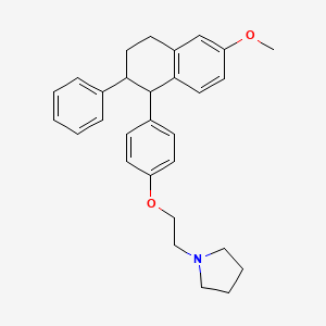 molecular formula C29H33NO2 B8458573 1-[2-[4-(1,2,3,4-Tetrahydro-2-phenyl-6-methoxynaphthalene-1-yl)phenoxy]ethyl]pyrrolidine 