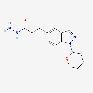 molecular formula C15H20N4O2 B8458593 3-(1-(Tetrahydro-2H-pyran-2-yl)-1H-indazol-5-yl)propanehydrazide 