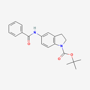 molecular formula C20H22N2O3 B8458613 1h-Indole-1-carboxylic acid,5-(benzoylamino)-2,3-dihydro-,1,1-dimethylethyl ester 