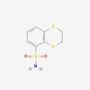 molecular formula C8H9NO2S3 B8458621 2,3-Dihydro-1,4-benzodithiine-5-sulfonamide CAS No. 87474-21-3