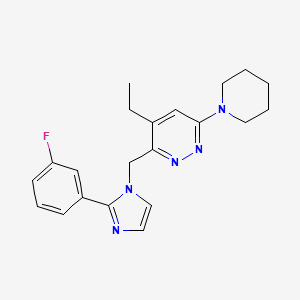 molecular formula C21H24FN5 B8458637 Pyridazine,4-ethyl-3-[[2-(3-fluorophenyl)-1h-imidazol-1-yl]methyl]-6-(1-piperidinyl)- 