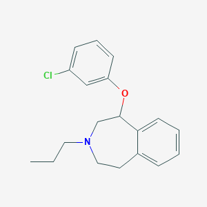 molecular formula C19H22ClNO B8458673 1-(3-Chlorophenoxy)-3-propyl-2,3,4,5-tetrahydro-1H-3-benzazepine CAS No. 89739-09-3